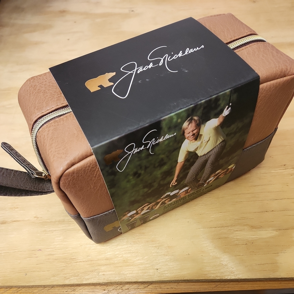 4 Piece GIFT SET, Jack Nicklaus Body Wash Lip Balm Hand Cream + Travel Bag